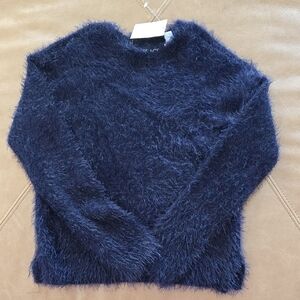 Place Navy Fuzzy Crew Neck Sweater